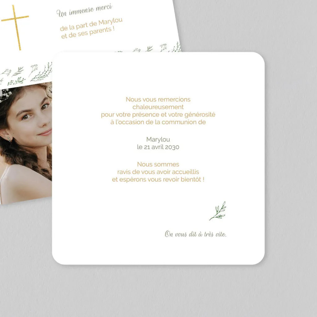 Carte Remerciement Communion^Planet cards Croix des Champs