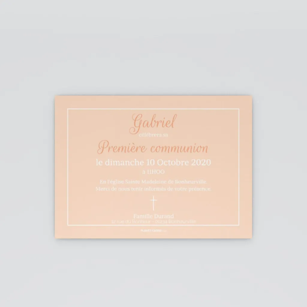 Faire-part Communion^Planet cards Croix délicate