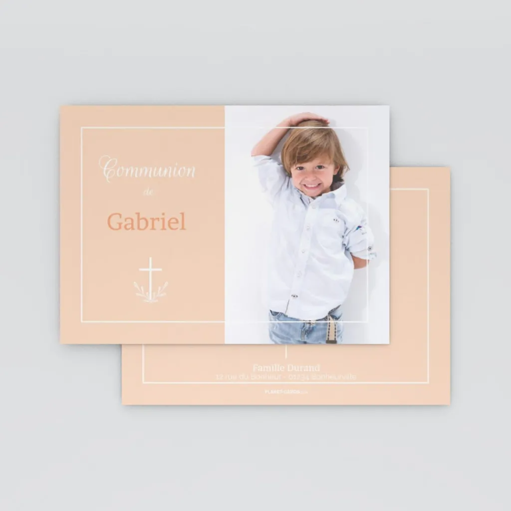 Faire-part Communion^Planet cards Croix délicate
