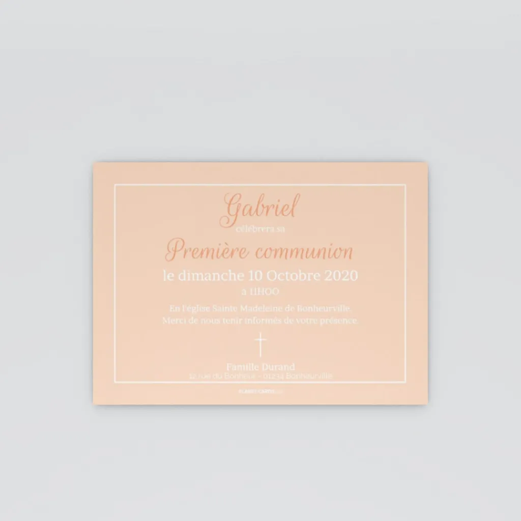 Faire-part Communion^Planet cards Croix délicate