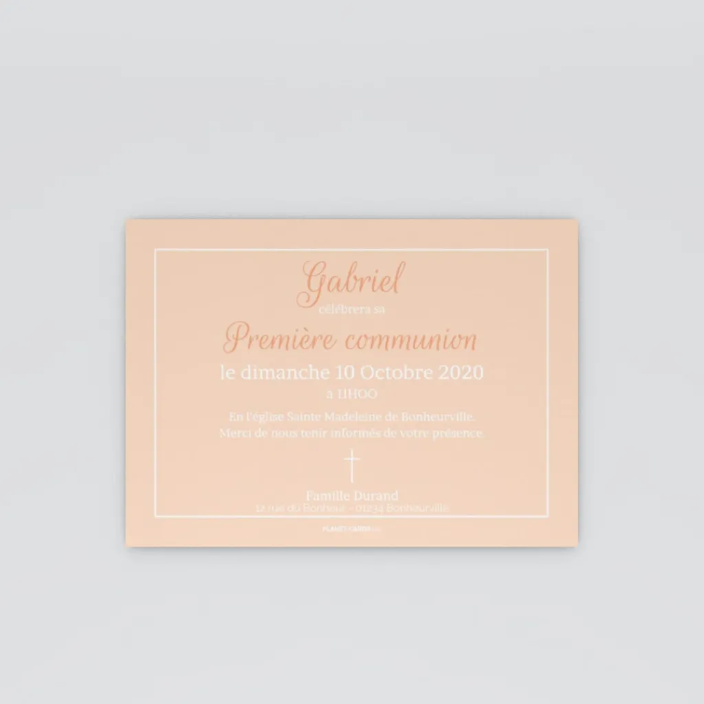 Faire-part Communion^Planet cards Croix délicate