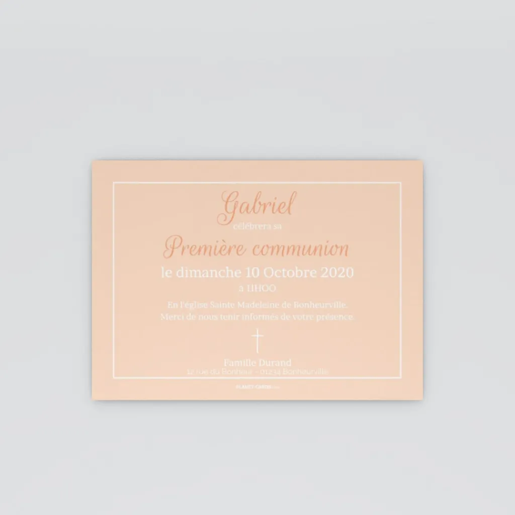 Faire-part Communion^Planet cards Croix délicate