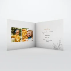 Faire-part Communion^Planet cards Croix en feuilles