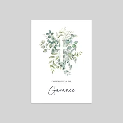 Faire-part Communion^Planet cards Croix et Bouquet d'Eucalyptus