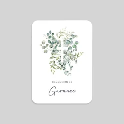 Faire-part Communion^Planet cards Croix et Bouquet d'Eucalyptus