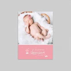Faire-part Baptême Fille | Gamme Complète^Planet cards Croix Et Nuage