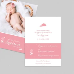 Faire-part Baptême Fille | Gamme Complète^Planet cards Croix Et Nuage