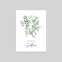 Faire-part Baptême Champêtre | Faire-part Baptême Fille^Planet cards Croix Eucalyptus