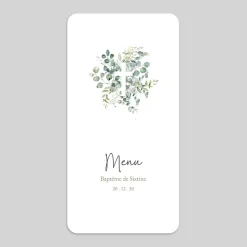 Menu Baptême^Planet cards Croix Eucalyptus