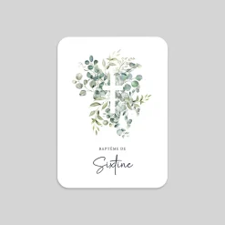 Faire-part Baptême Champêtre | Faire-part Baptême Fille^Planet cards Croix Eucalyptus