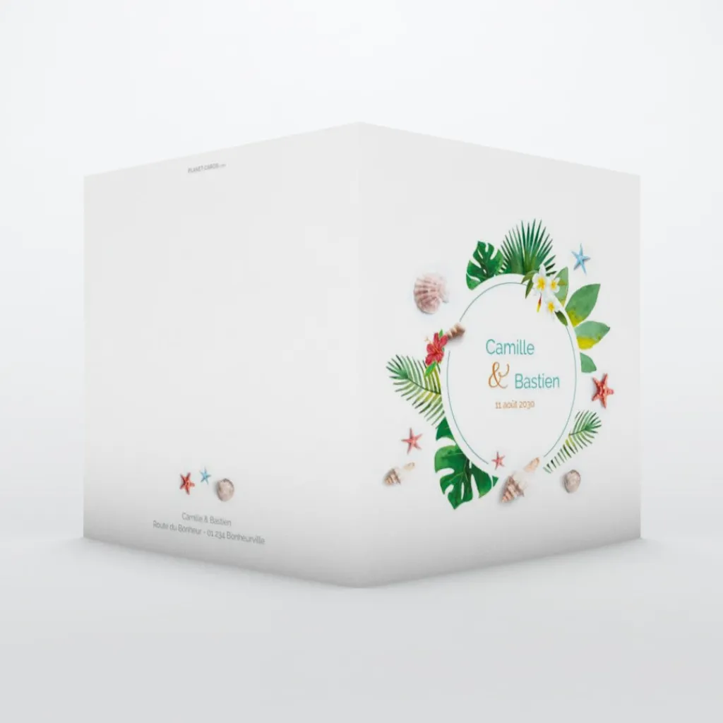 Faire-part Mariage Champêtre^Planet cards Destination plage