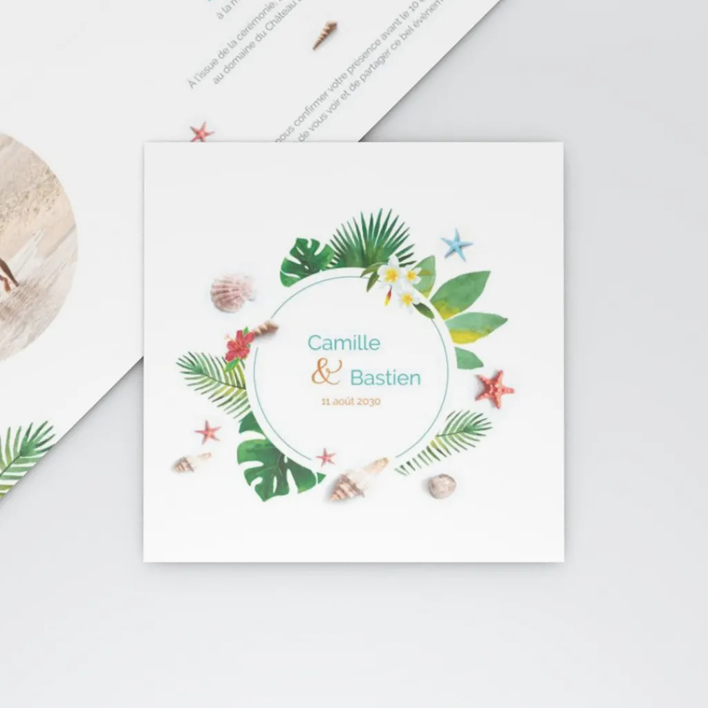 Faire-part Mariage Champêtre^Planet cards Destination plage