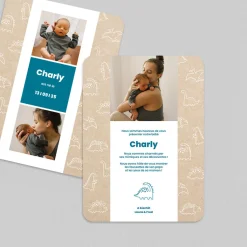 Faire-part Naissance Animaux | Faire-part Naissance Garçon^Planet cards Dinosaures et Kraft