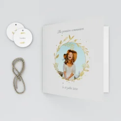 Faire-part Communion^Planet cards Douce Couronne Dorée
