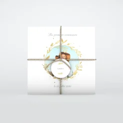Faire-part Communion^Planet cards Douce Couronne Dorée