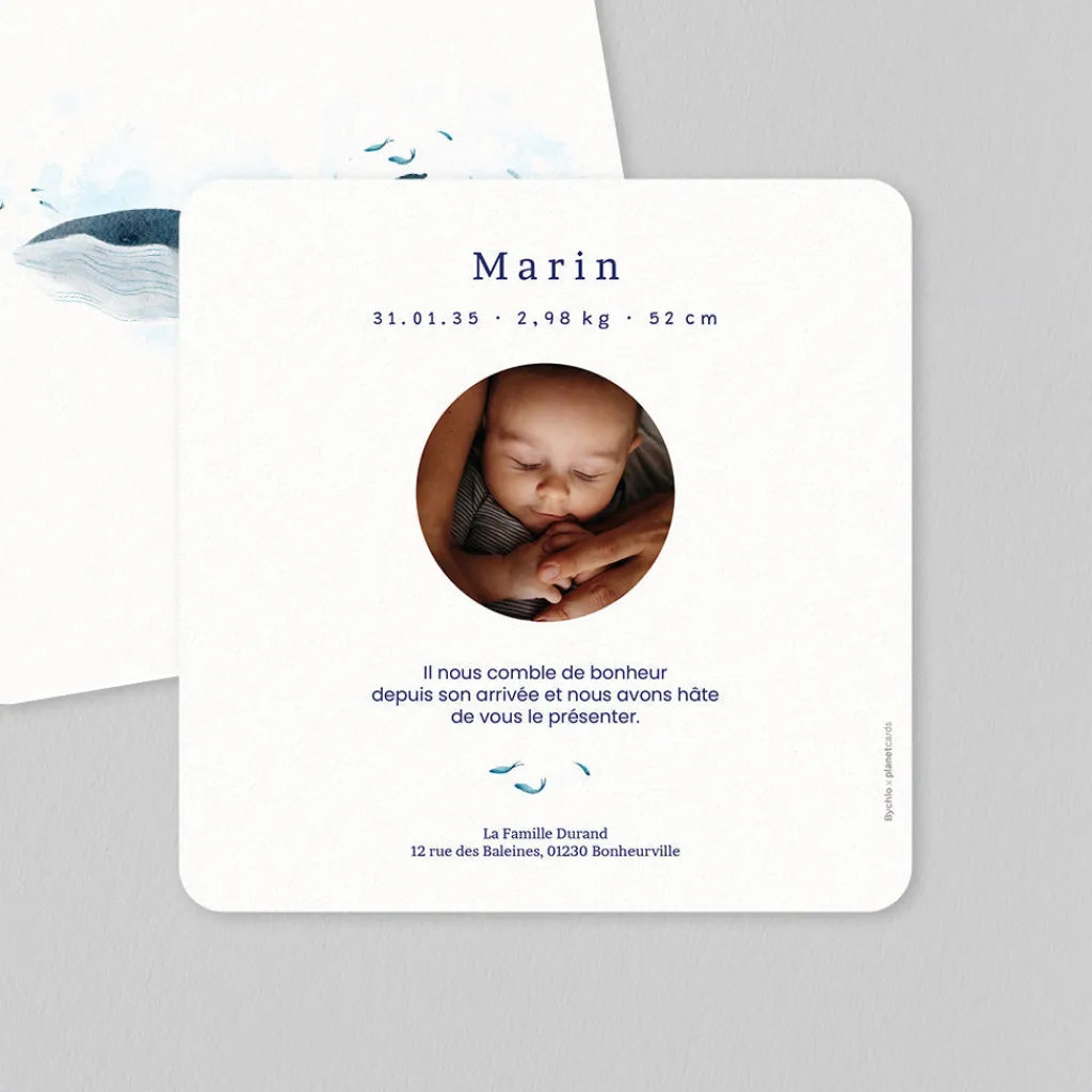 Faire-part Naissance Animaux | Créations En Collaboration^Planet cards Douces Baleines