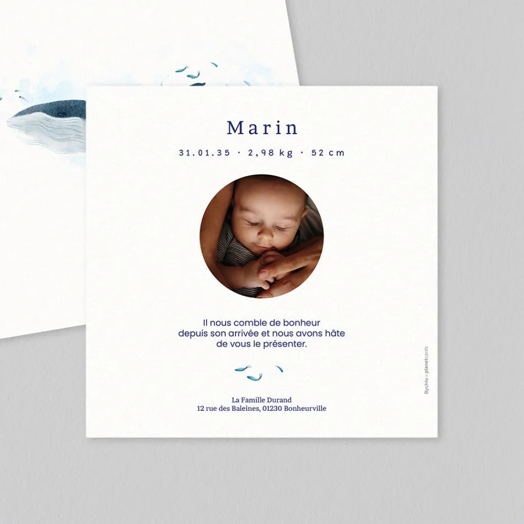 Faire-part Naissance Animaux | Créations En Collaboration^Planet cards Douces Baleines