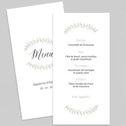 Menu Baptême^Planet cards Douceur Champêtre