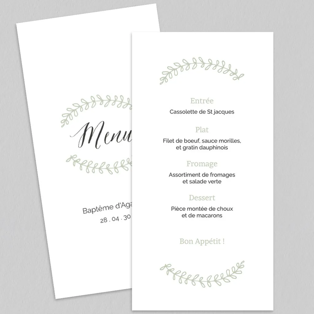 Menu Baptême^Planet cards Douceur Champêtre