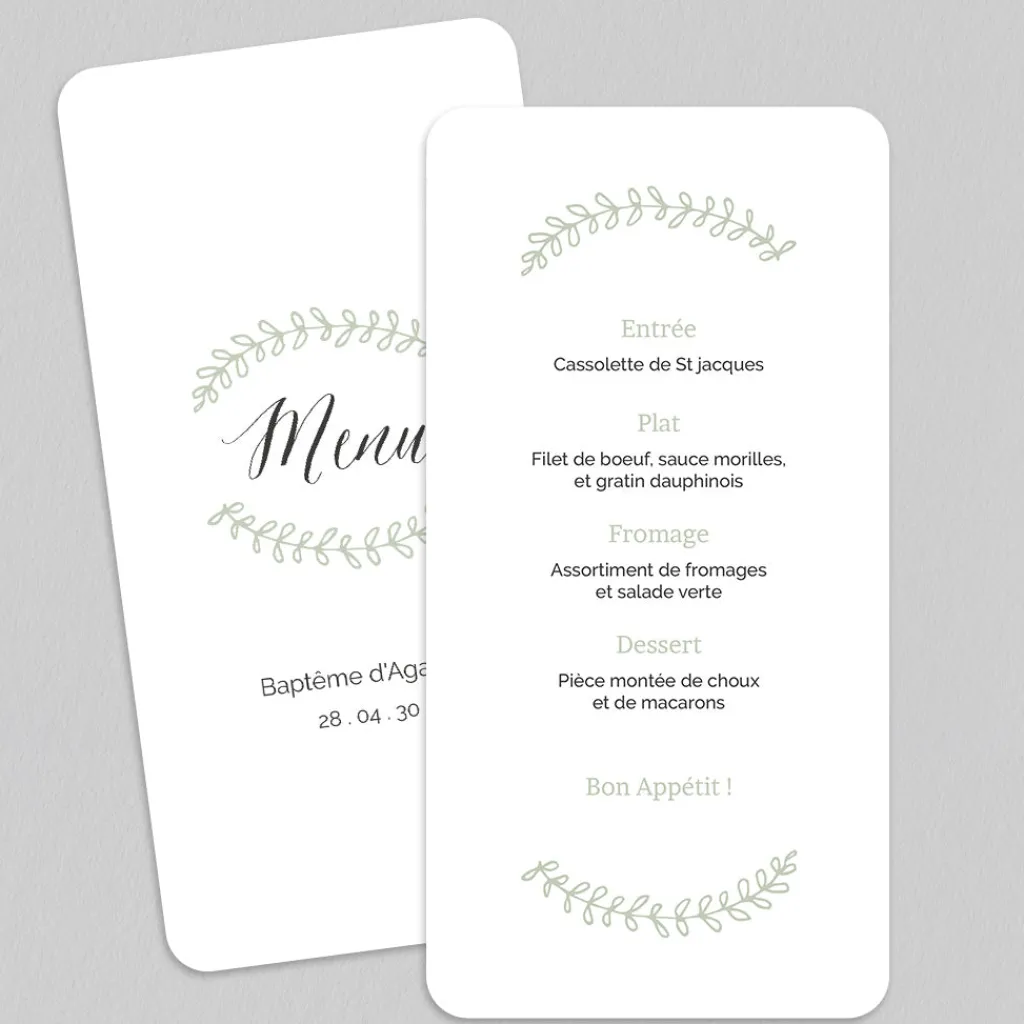 Menu Baptême^Planet cards Douceur Champêtre