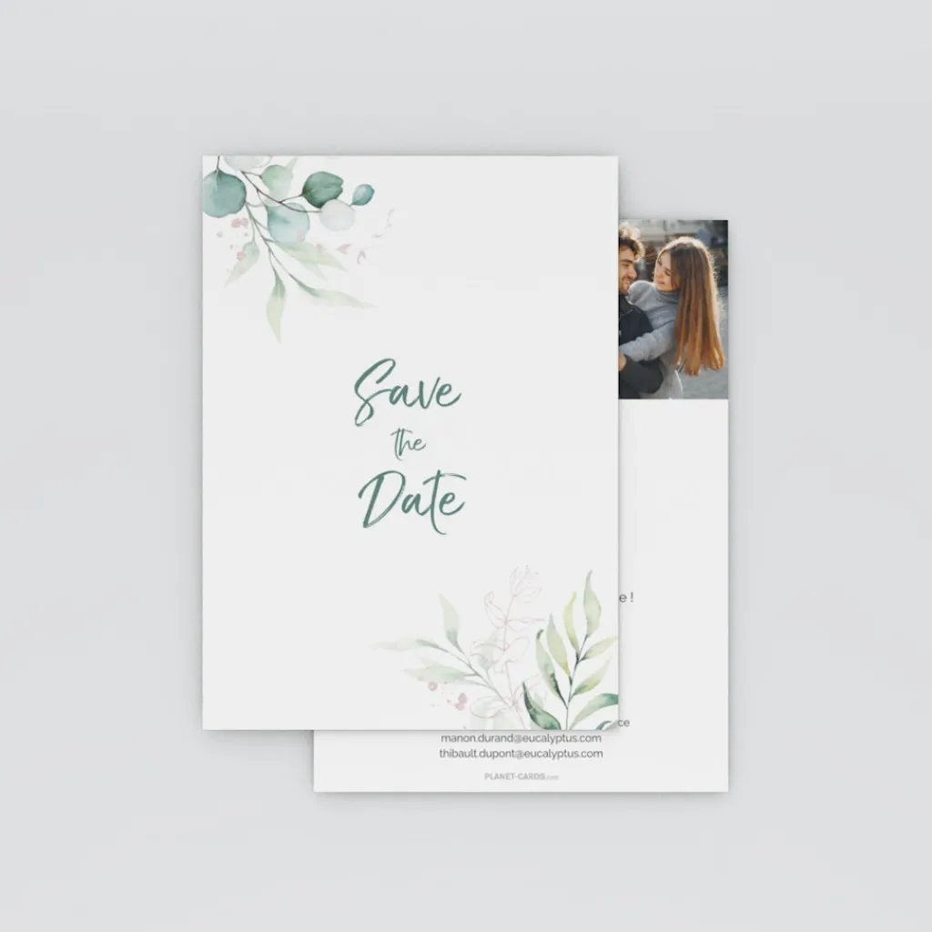 Save The Date^Planet cards Douceur et Eucalyptus