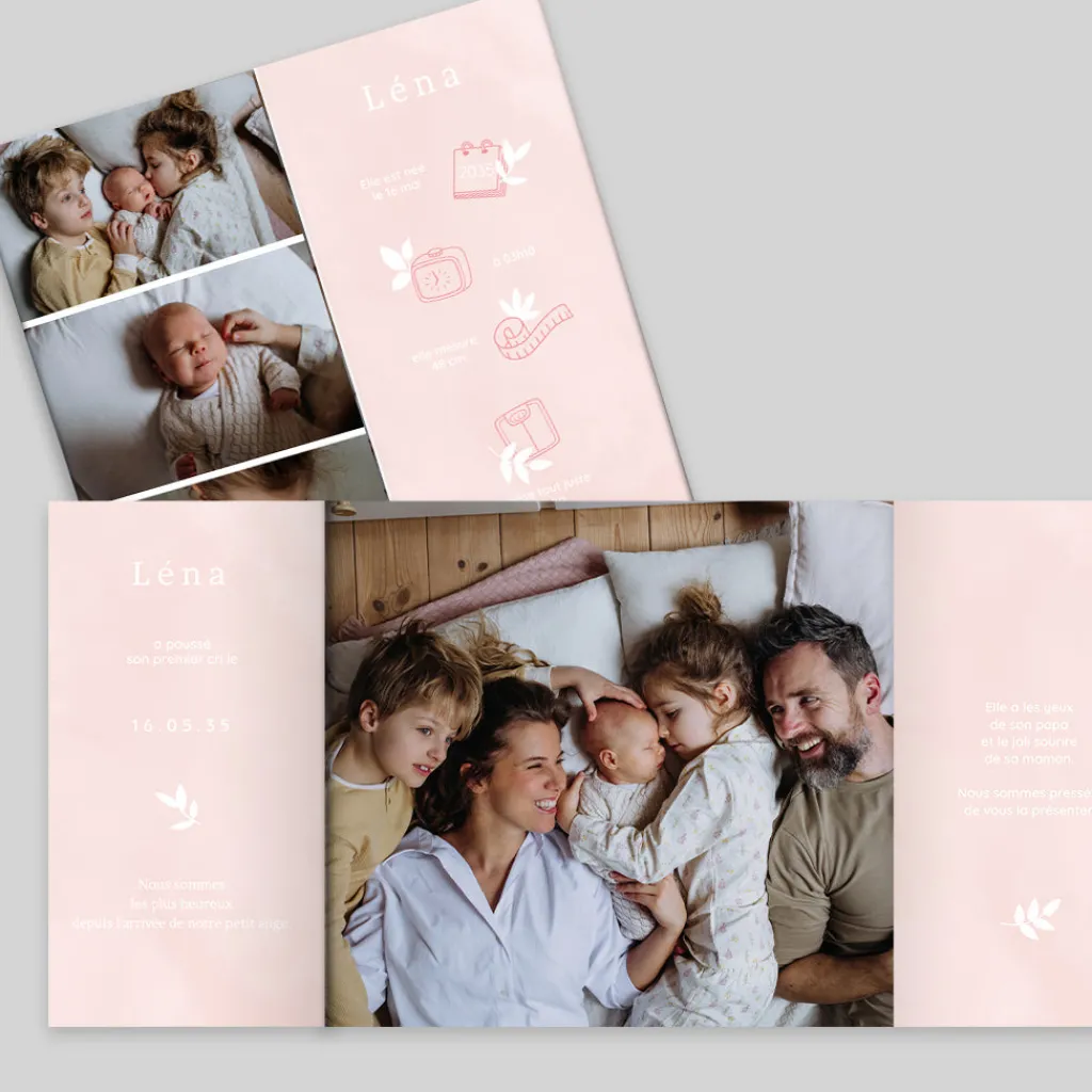 Faire-part Naissance Fille^Planet cards Douceur Pictos