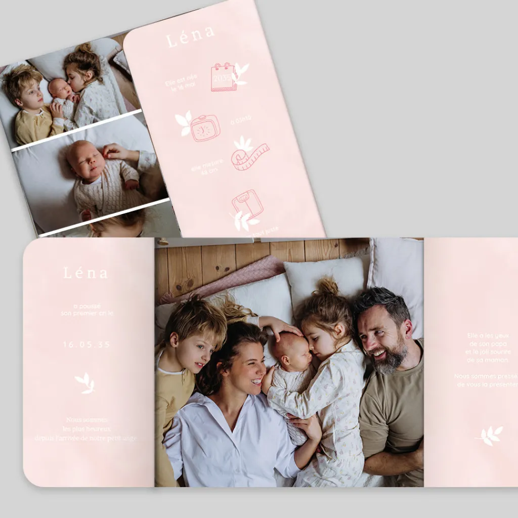 Faire-part Naissance Fille^Planet cards Douceur Pictos