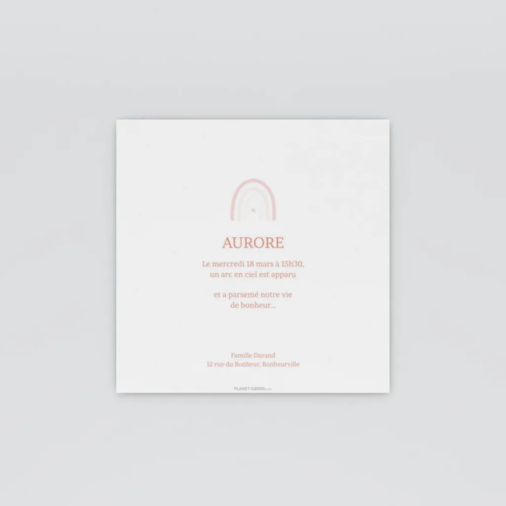 Faire-part Naissance Fille^Planet cards Doux Arc-En-Ciel