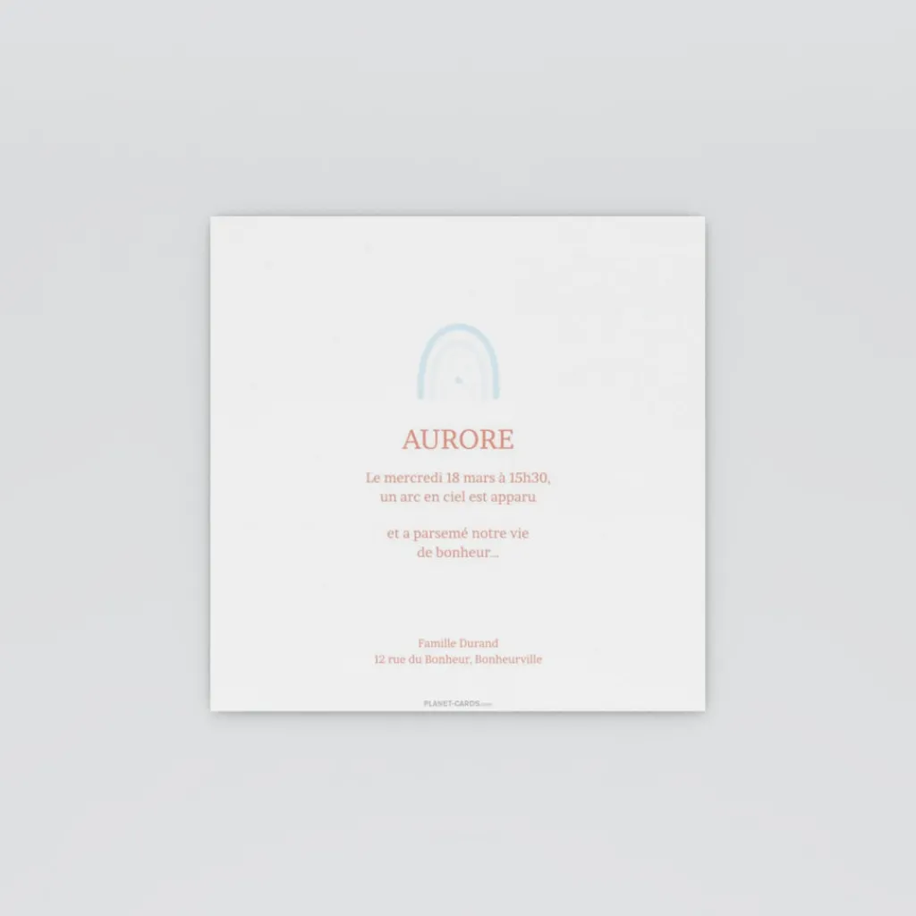 Faire-part Naissance Fille^Planet cards Doux Arc-En-Ciel