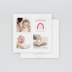 Faire-part Naissance Fille^Planet cards Doux Arc-En-Ciel