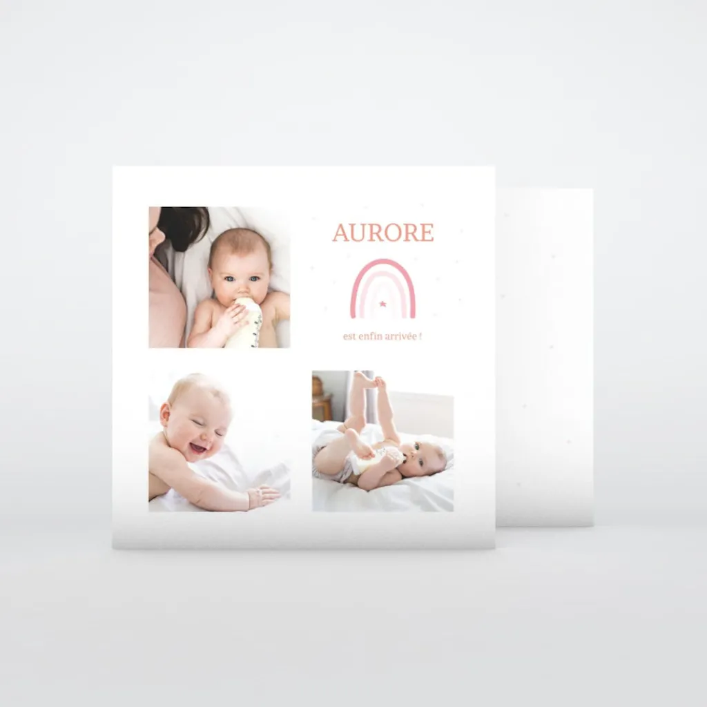 Faire-part Naissance Fille^Planet cards Doux Arc-En-Ciel