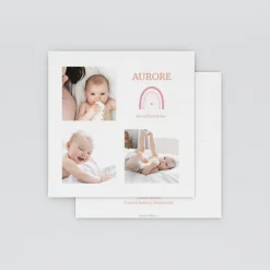Faire-part Naissance Fille^Planet cards Doux Arc-En-Ciel