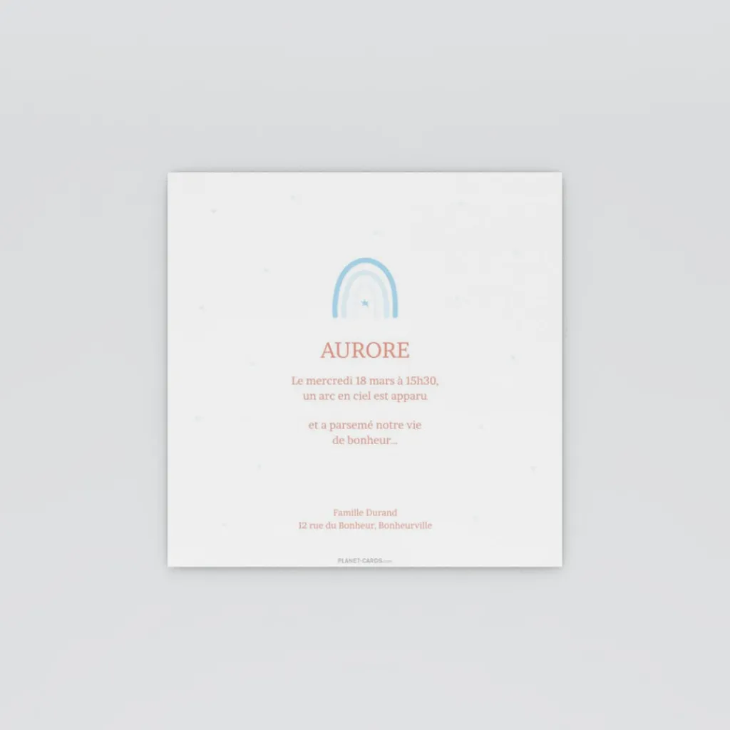 Faire-part Naissance Fille^Planet cards Doux Arc-En-Ciel