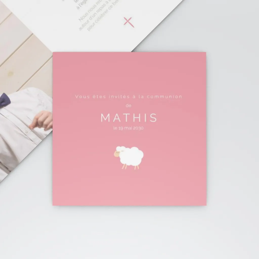 Faire-part Communion^Planet cards Doux Mouton