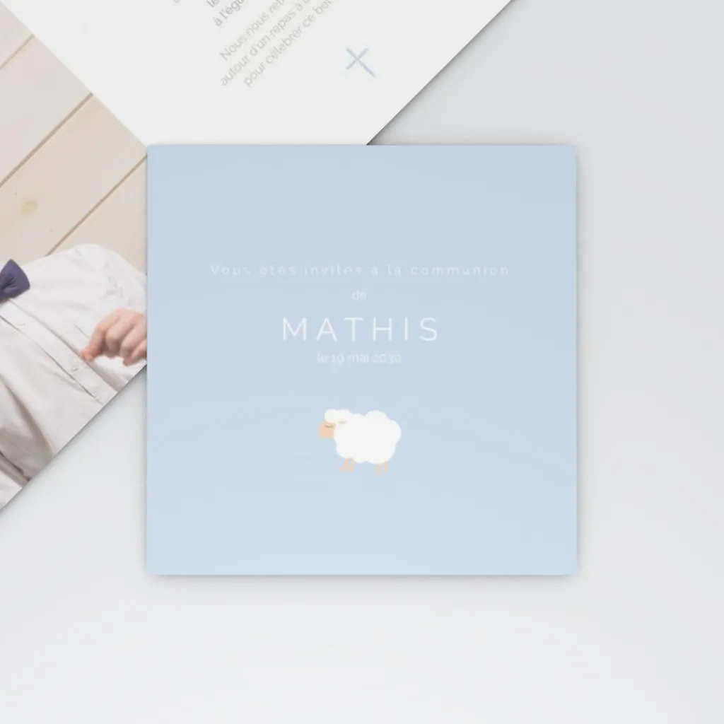 Faire-part Communion^Planet cards Doux Mouton