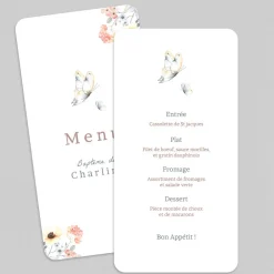 Menu Baptême^Planet cards Doux Papillon