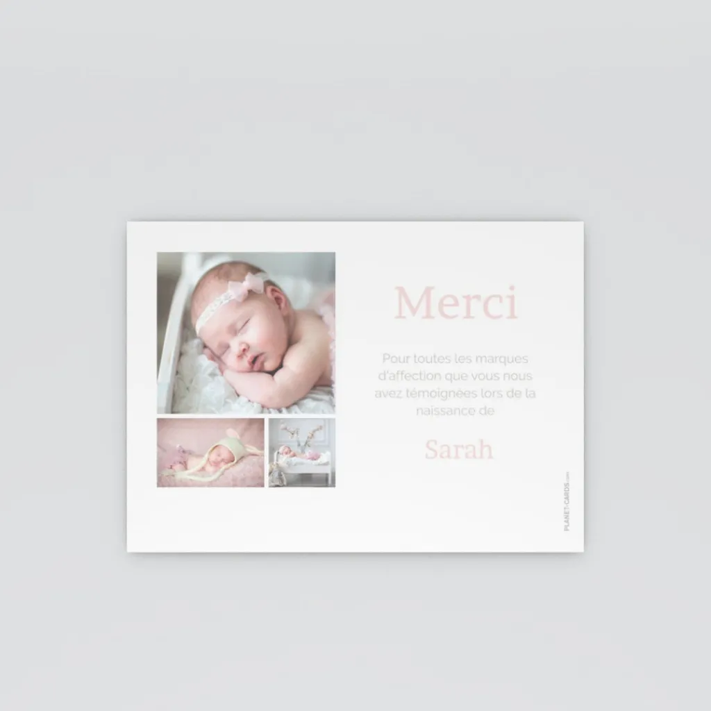 Carte Remerciement Naissance Classique^Planet cards Duo De Photos Et Losange