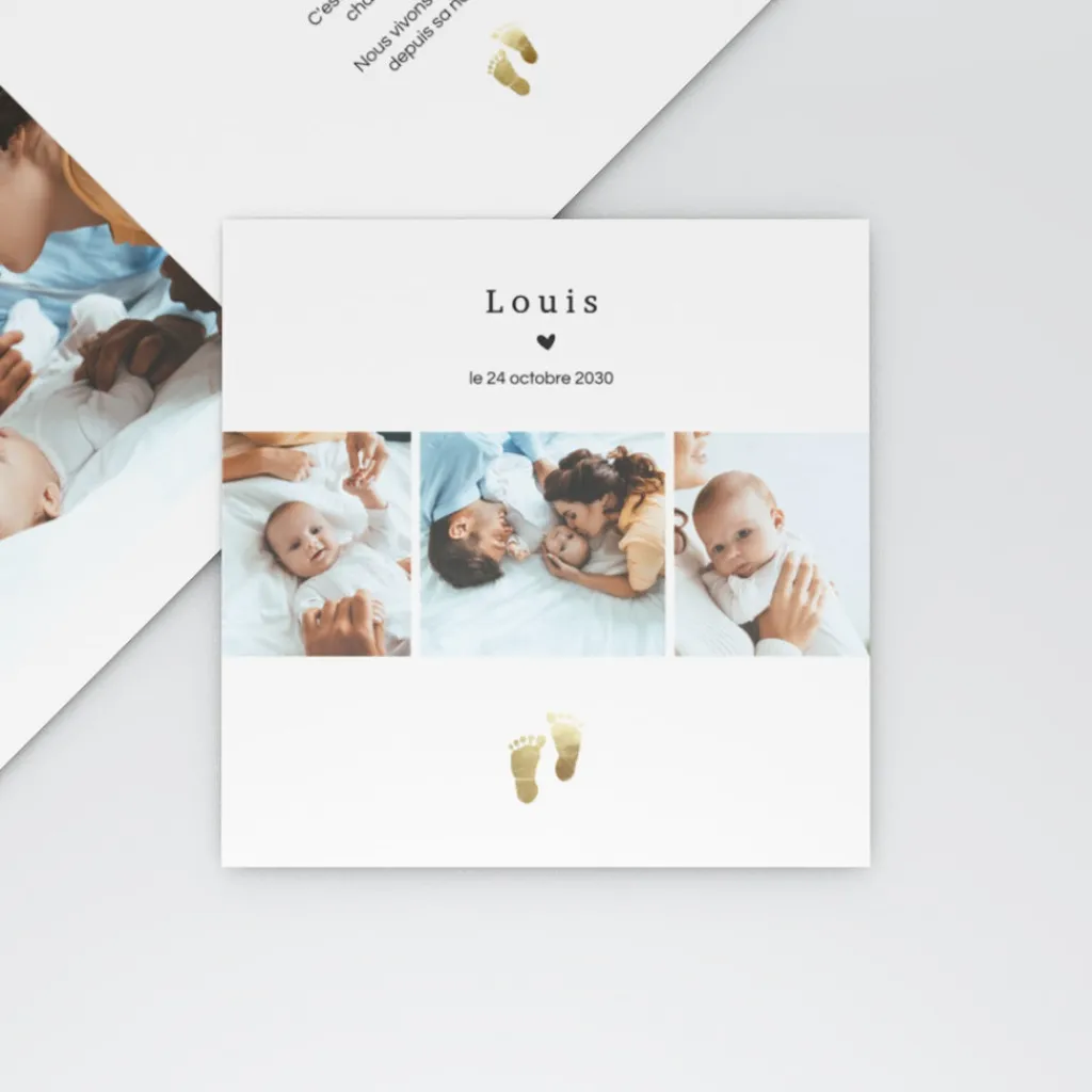Faire-part Naissance Garçon^Planet cards Empreintes de Pas