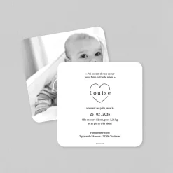 Faire-part Naissance Fille^Planet cards En plein coeur