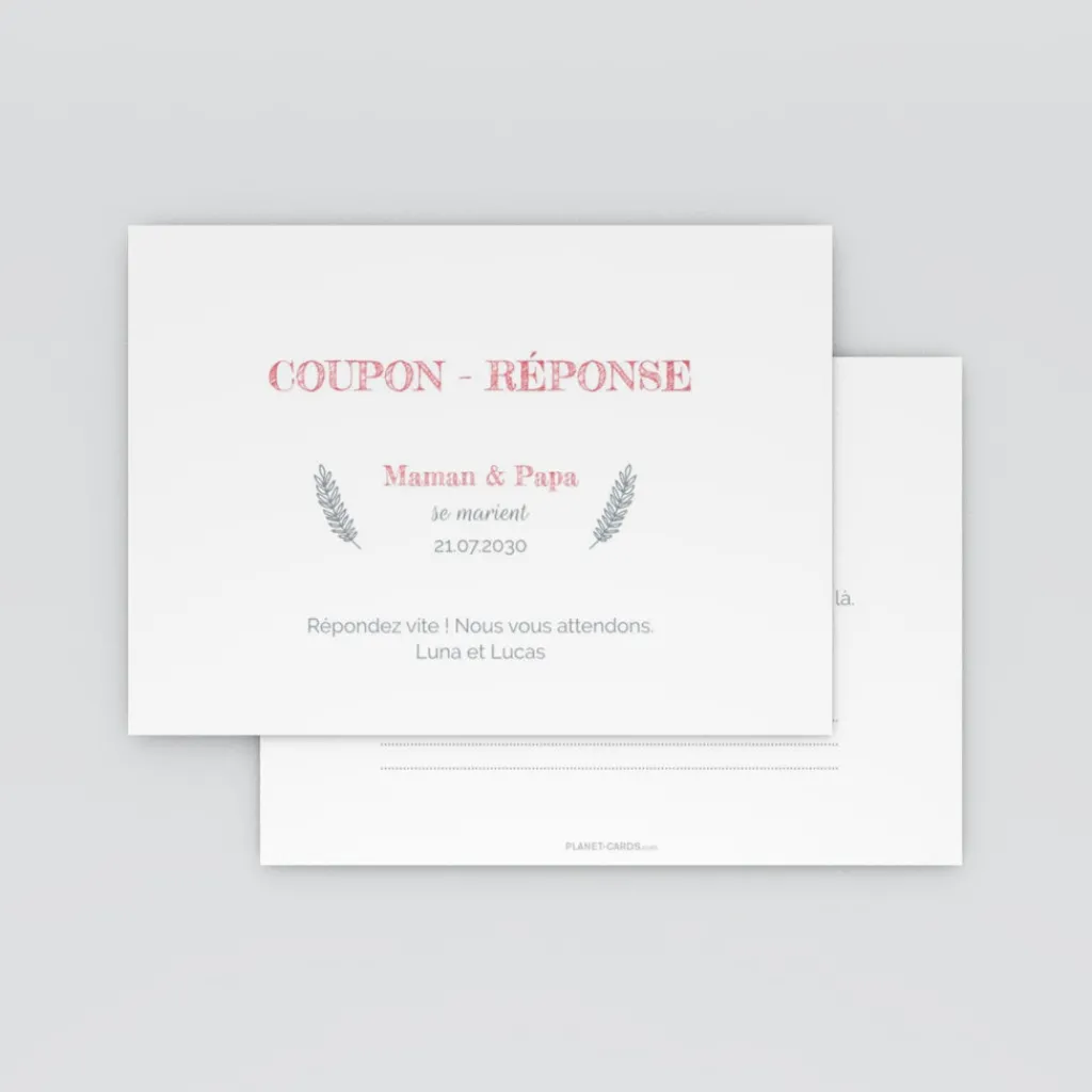 Coupon-réponse Mariage^Planet cards Enfants Mariage