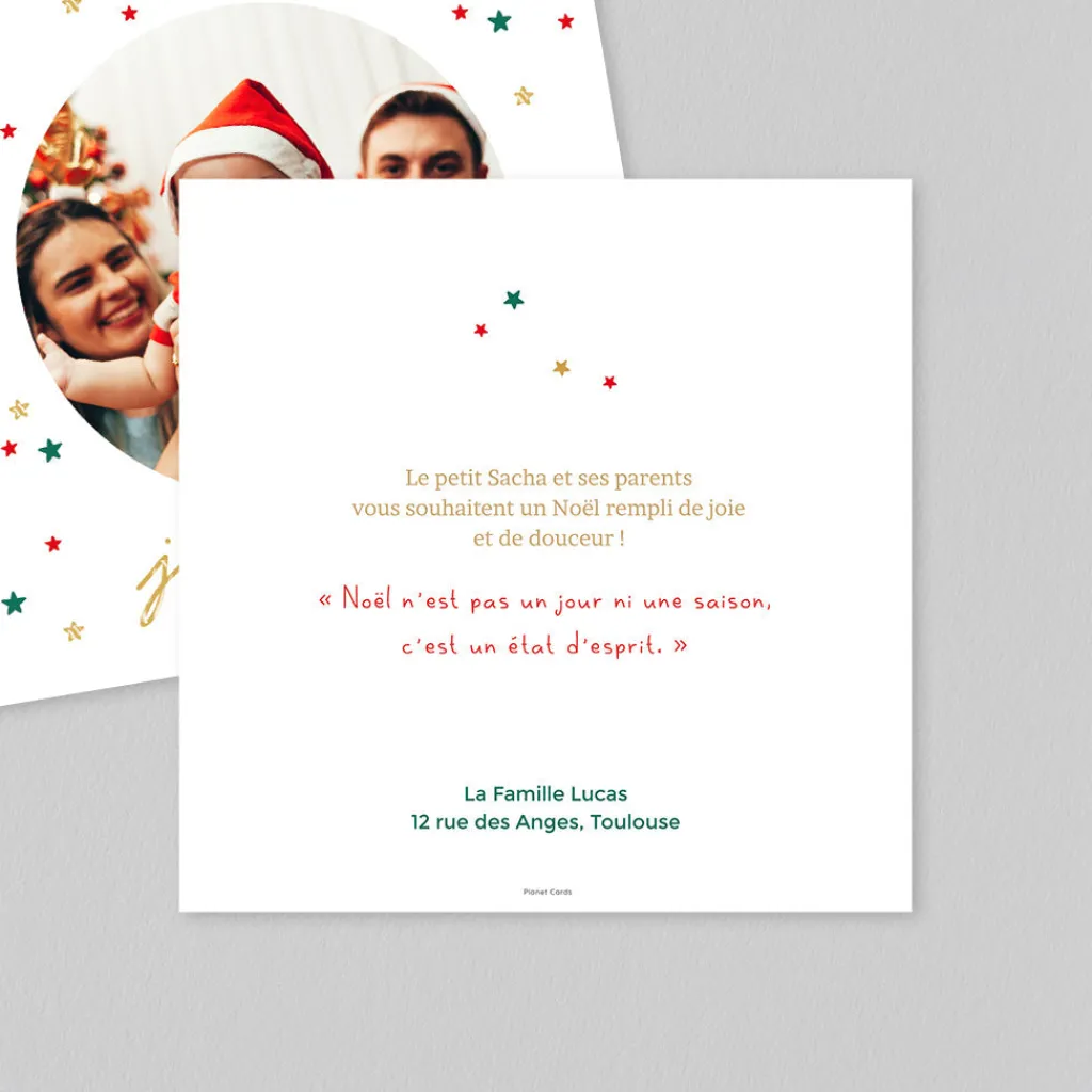 Carte De Noël Originale^Planet cards Etoiles de Noël