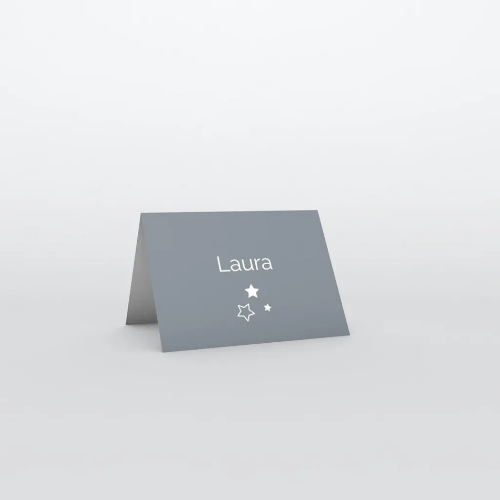 Marque-place Baptême^Planet cards Etoiles et cadre