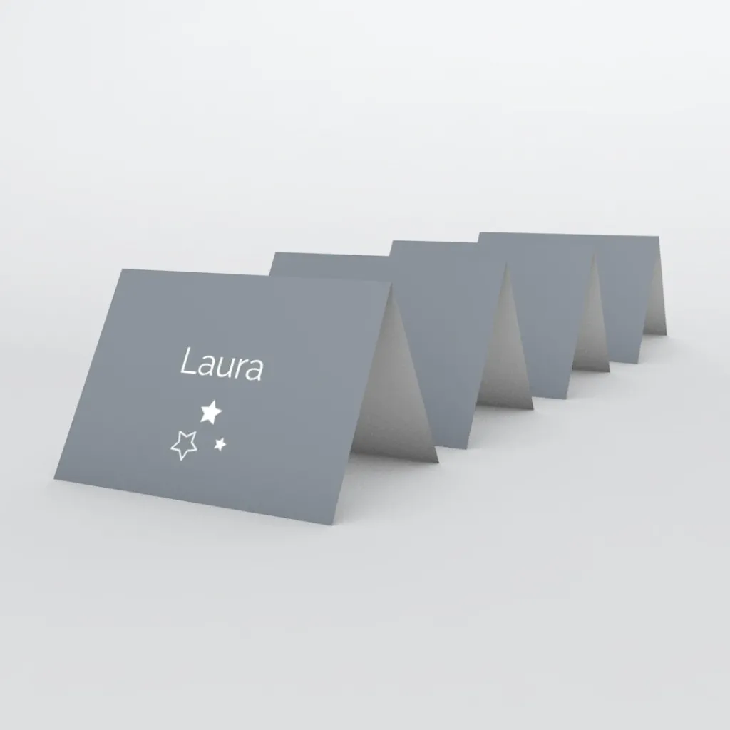 Marque-place Baptême^Planet cards Etoiles et cadre
