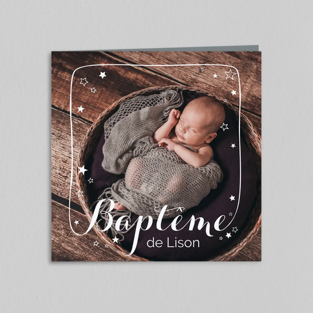 Faire-part Baptême Civil | Gamme Complète^Planet cards Etoiles et cadre