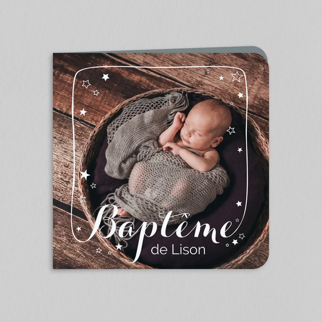 Faire-part Baptême Civil | Gamme Complète^Planet cards Etoiles et cadre