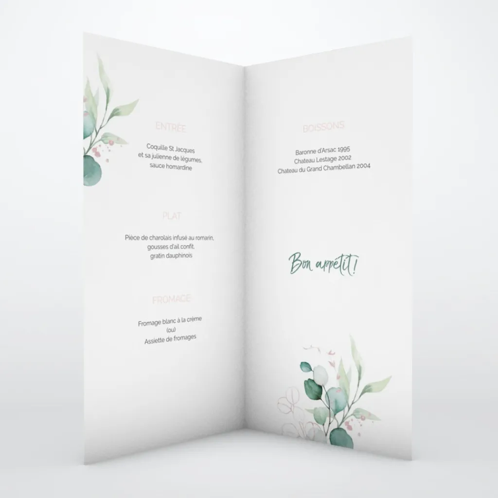 Menu De Mariage^Planet cards Eucalyptus Chic
