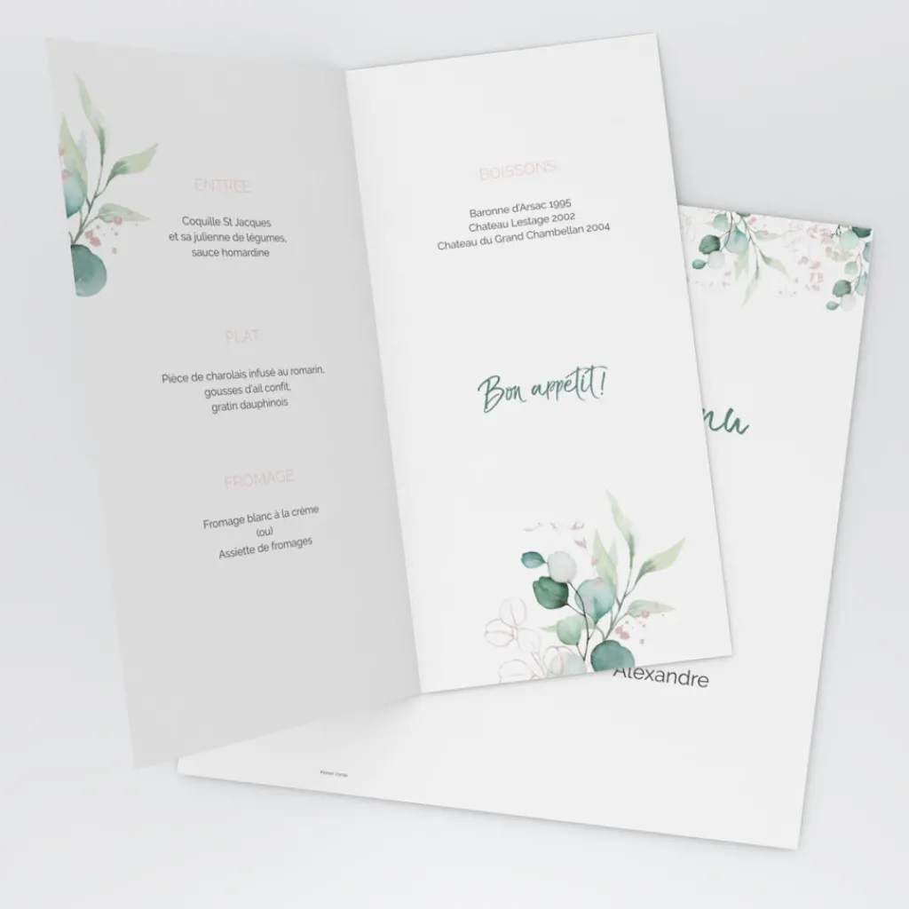 Menu De Mariage^Planet cards Eucalyptus Chic
