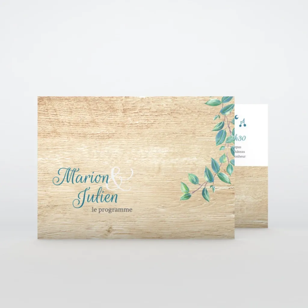 Programme De Mariage^Planet cards Eucalyptus Et Bois