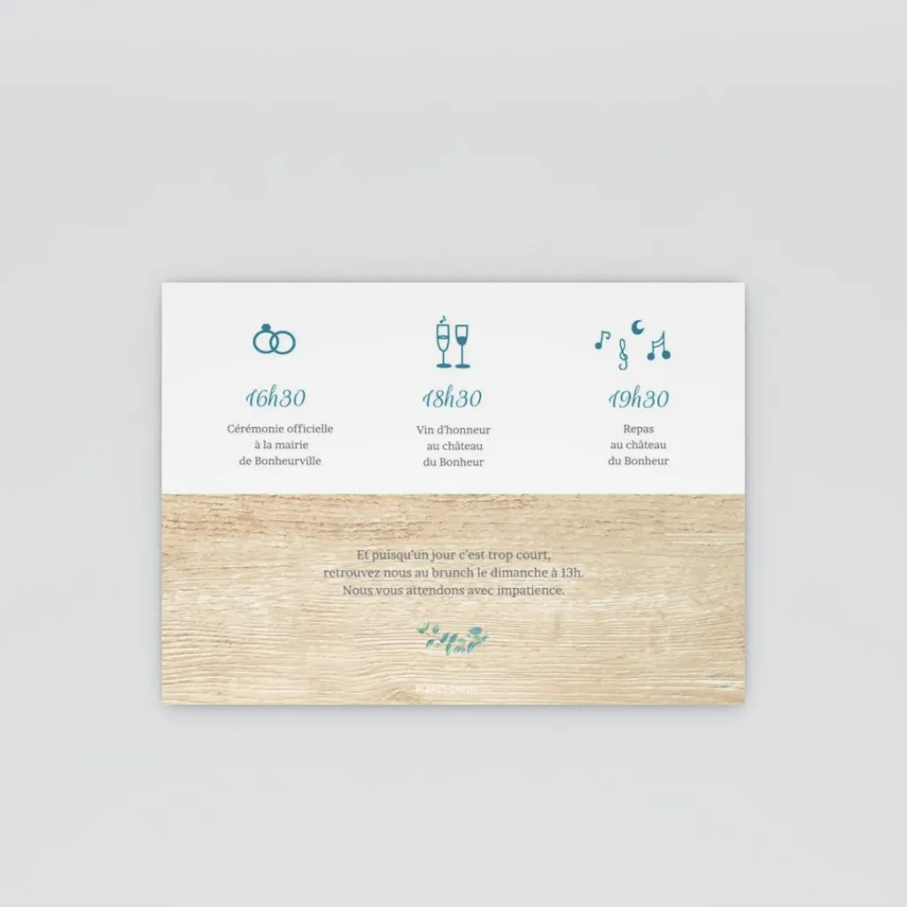 Programme De Mariage^Planet cards Eucalyptus Et Bois