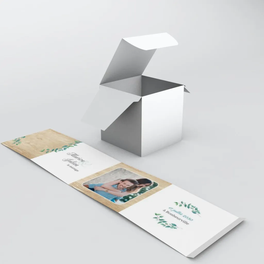 Boîte À Dragées Mariage^Planet cards Eucalyptus Et Bois